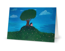 Load image into Gallery viewer, Blossom’s Story Sits Atop Strawberry Hill Greeting Card
